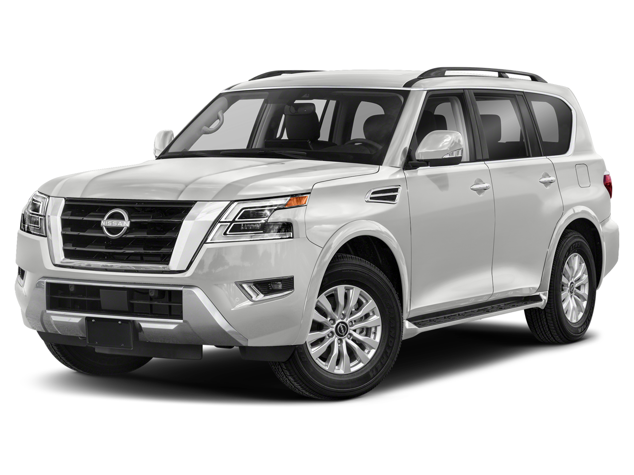 2024 Nissan Armada SV in Aspen White Tricoat — front three-quarter view