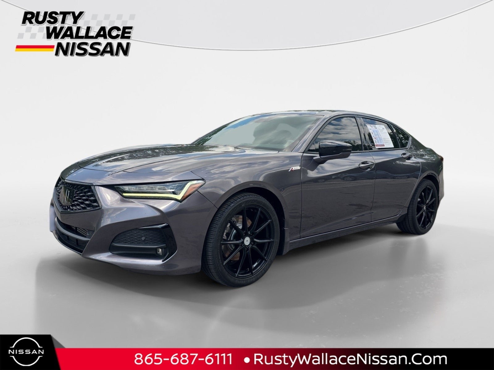 2021 Acura TLX w/A-Spec Package in Modern Steel Metallic — front three-quarter view