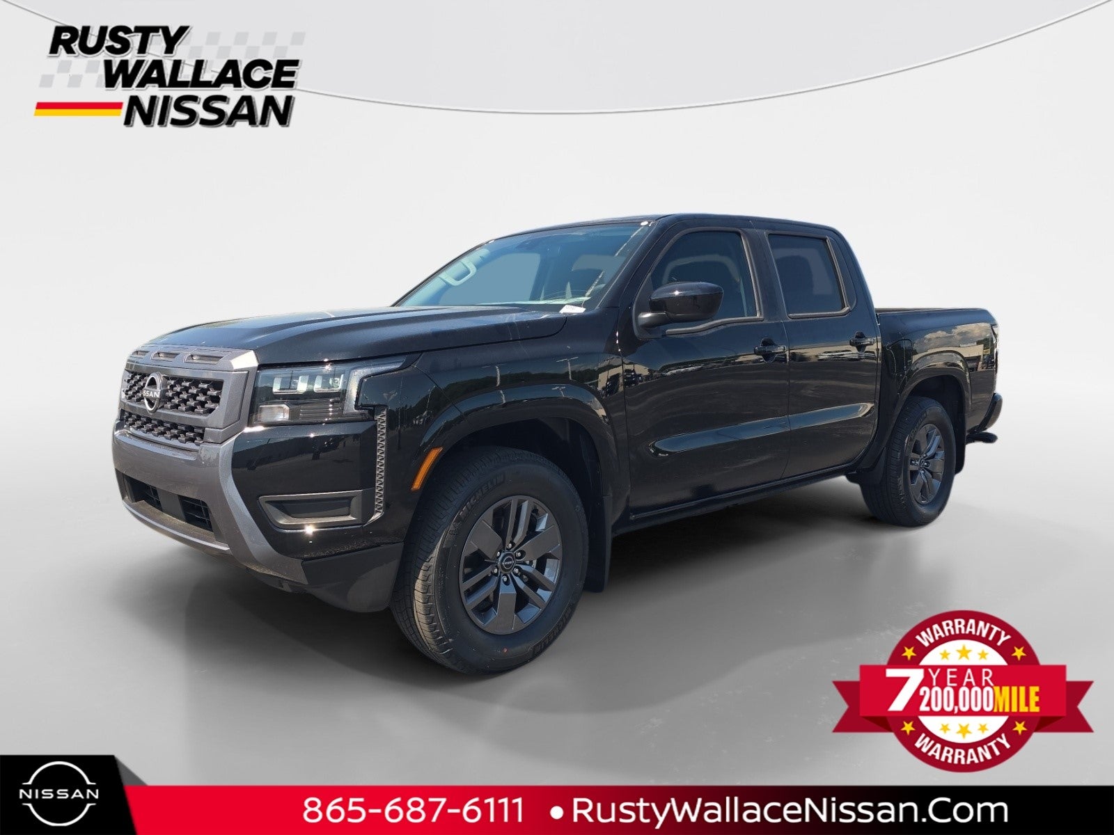 2026 Nissan Frontier SV in Super Black — front three-quarter view