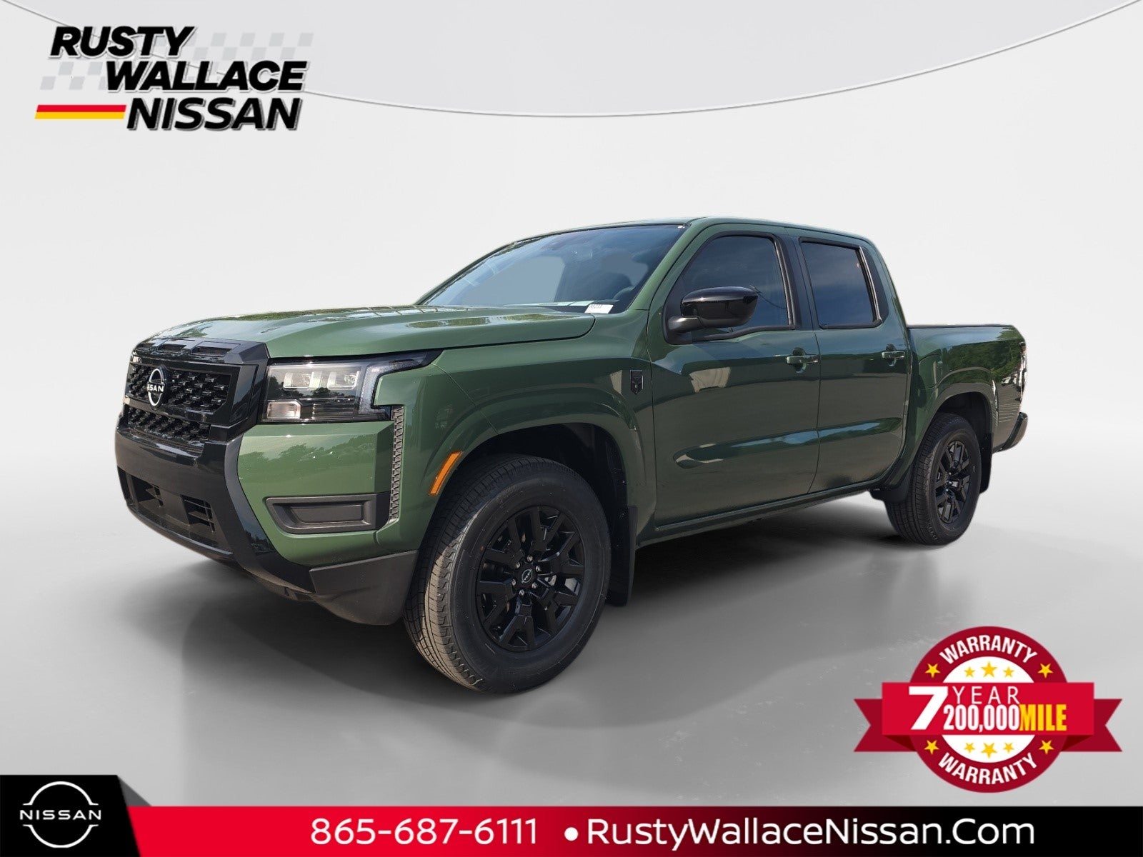 2026 Nissan Frontier SV in Tactical Green Metallic — front three-quarter view