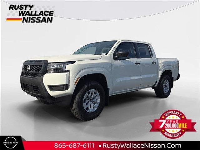 2026 Nissan Frontier S in Glacier White — front three-quarter view