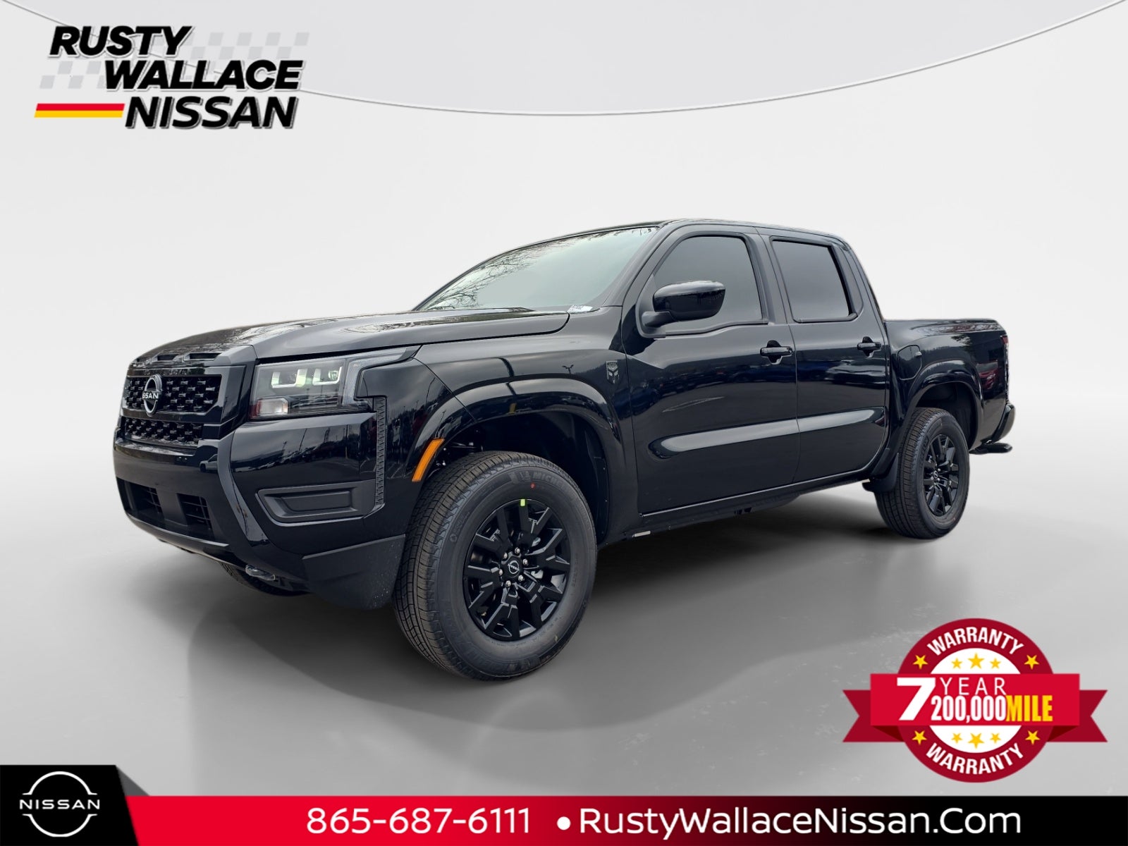 2026 Nissan Frontier SV in Super Black — front three-quarter view