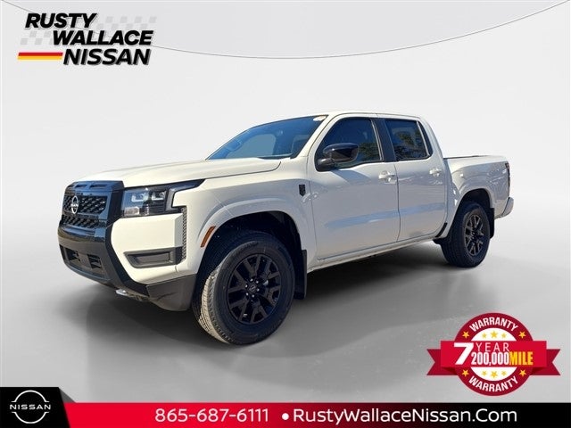 2026 Nissan Frontier SV in Glacier White — front three-quarter view