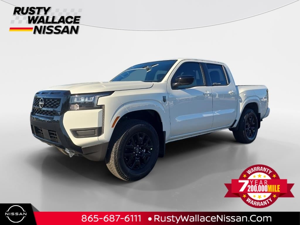 2026 Nissan Frontier SV in Glacier White — front three-quarter view