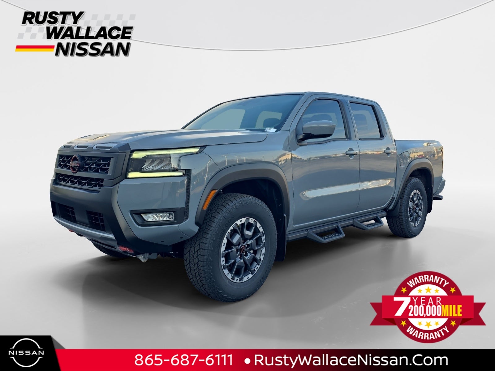 2026 Nissan Frontier PRO-4X in Boulder Gray Pearl — front three-quarter view
