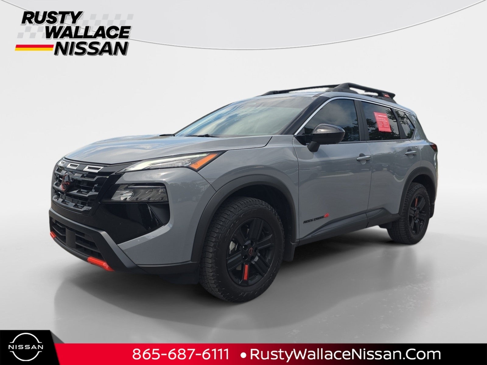 2025 Nissan Rogue Rock Creek in Boulder Gray Pearl — front three-quarter view