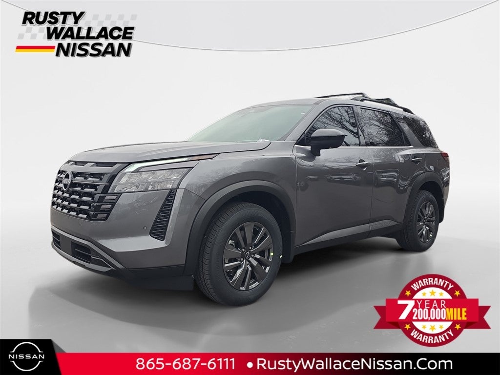 2026 Nissan Pathfinder SV in Gun Metallic — front three-quarter view