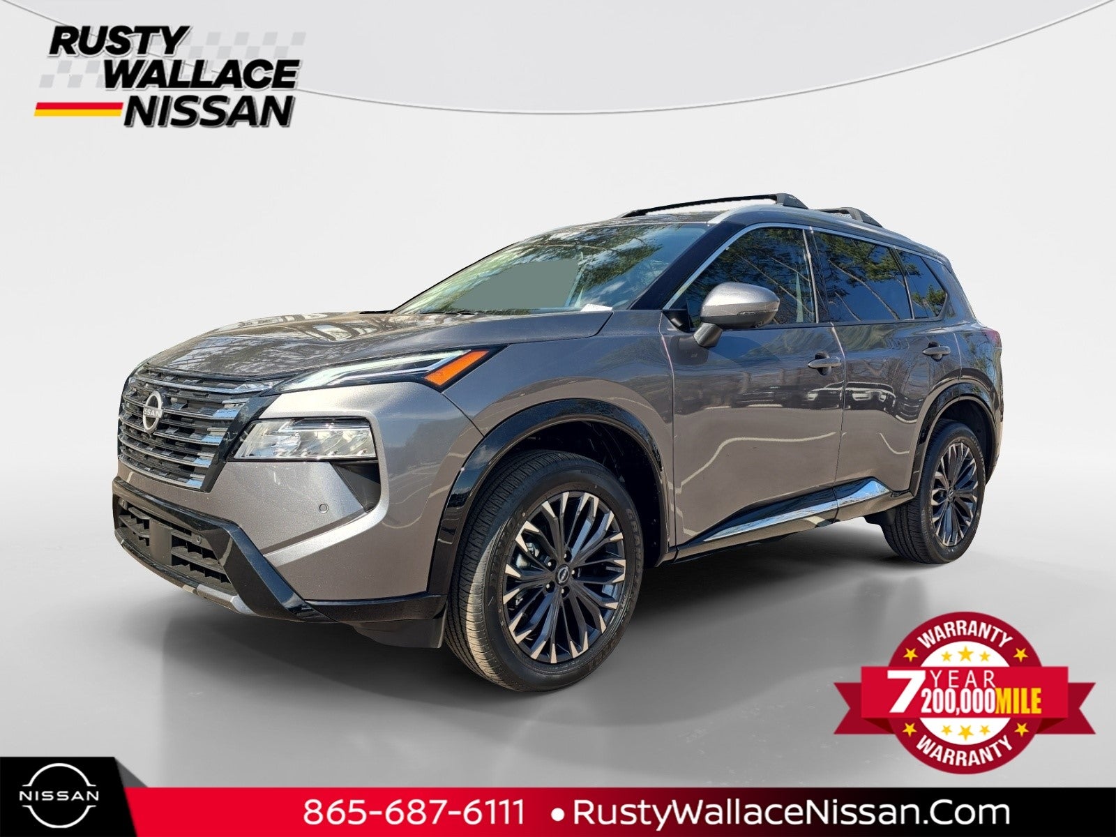 2026 Nissan Rogue Platinum in Gun Metallic — front three-quarter view