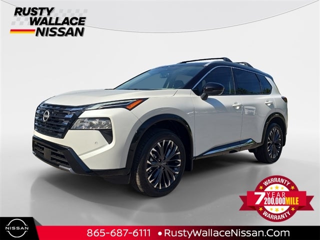 2026 Nissan Rogue Platinum in 2T Wht Blk — front three-quarter view
