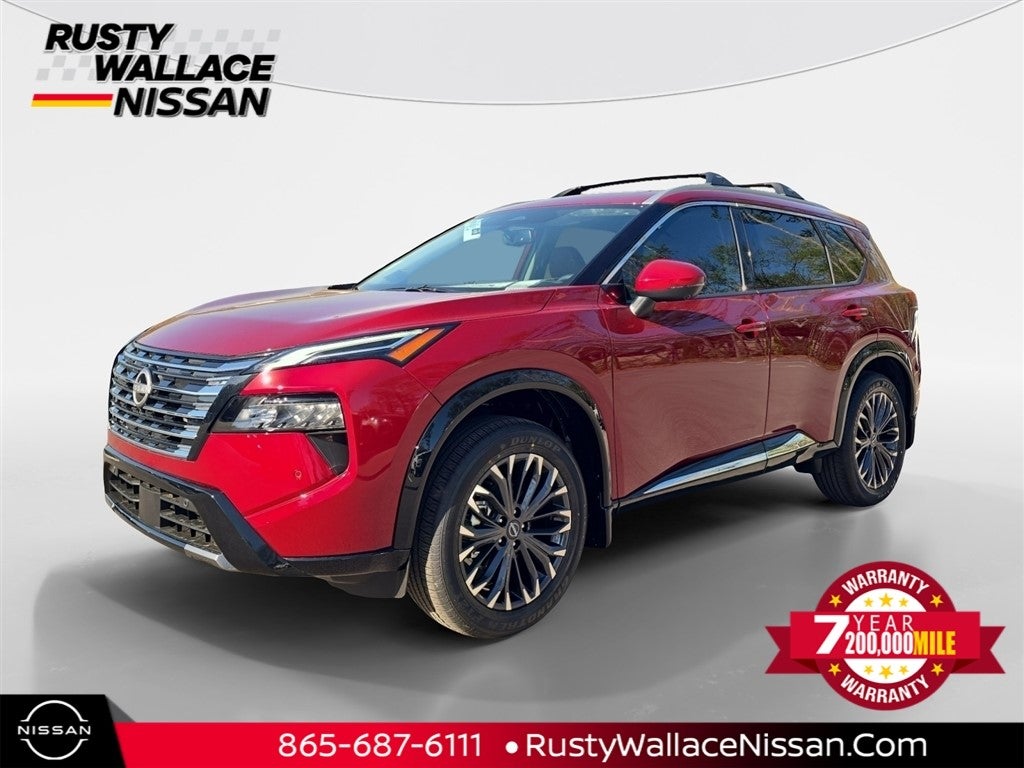 2026 Nissan Rogue Platinum in Scarlet Ember Tintcoat — front three-quarter view