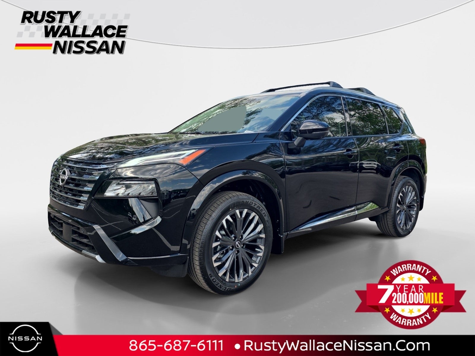 2026 Nissan Rogue Platinum in Super Black — front three-quarter view