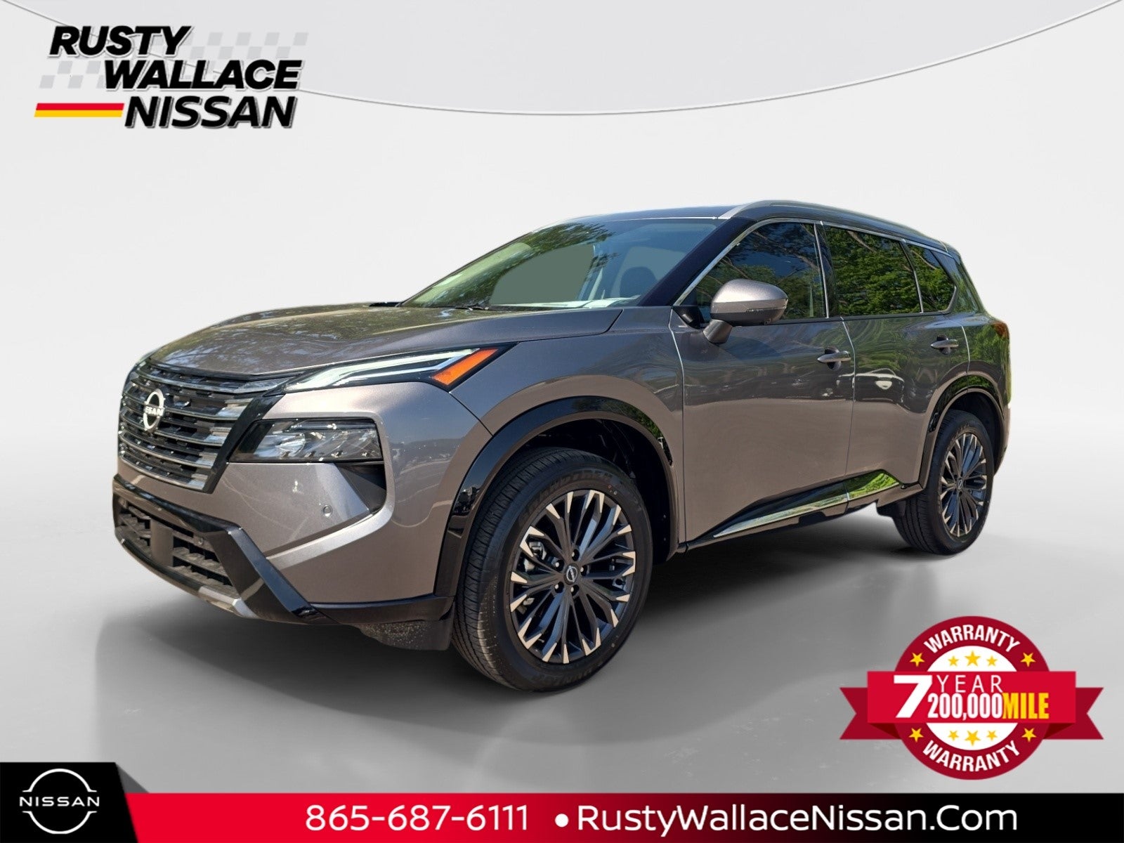 2026 Nissan Rogue Platinum in Gun Metallic — front three-quarter view