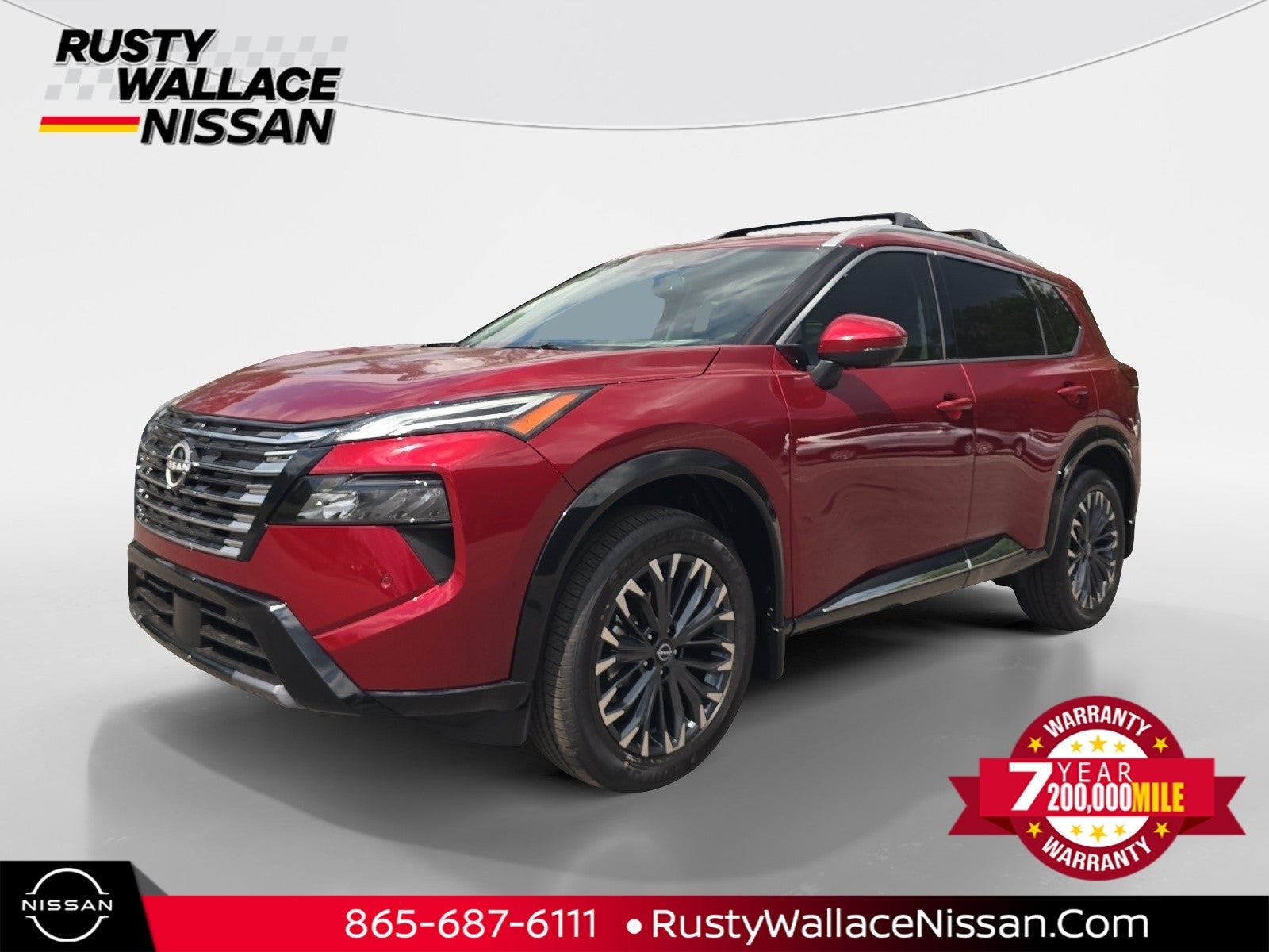 2026 Nissan Rogue Platinum in Scarlet Ember Tintcoat — front three-quarter view
