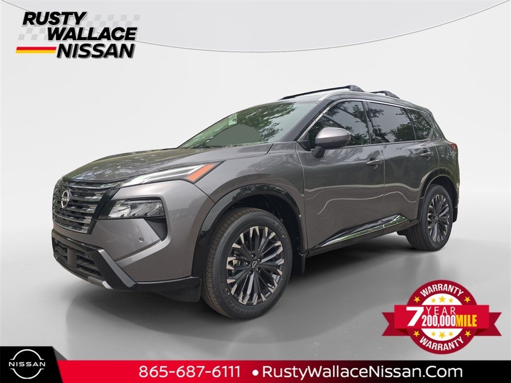2026 Nissan Rogue Platinum in Gun Metallic — front three-quarter view