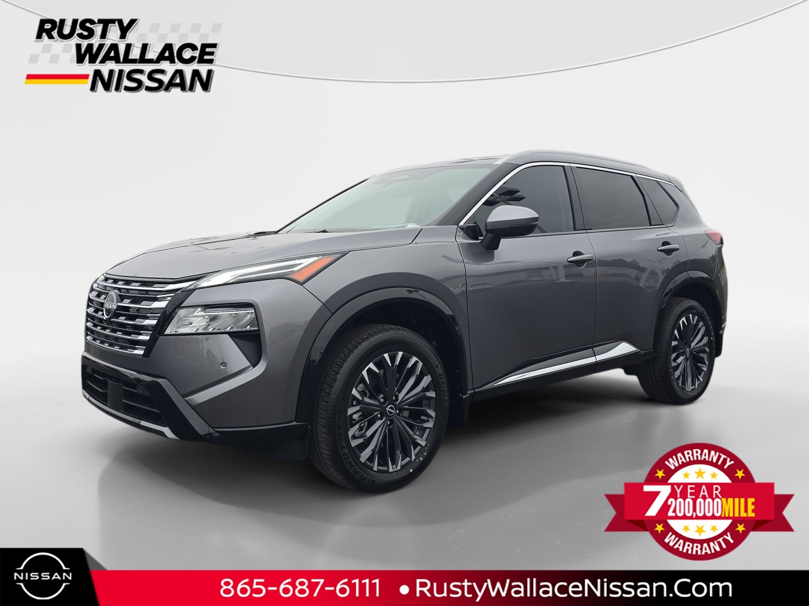2026 Nissan Rogue Platinum in Gun Metallic — front three-quarter view